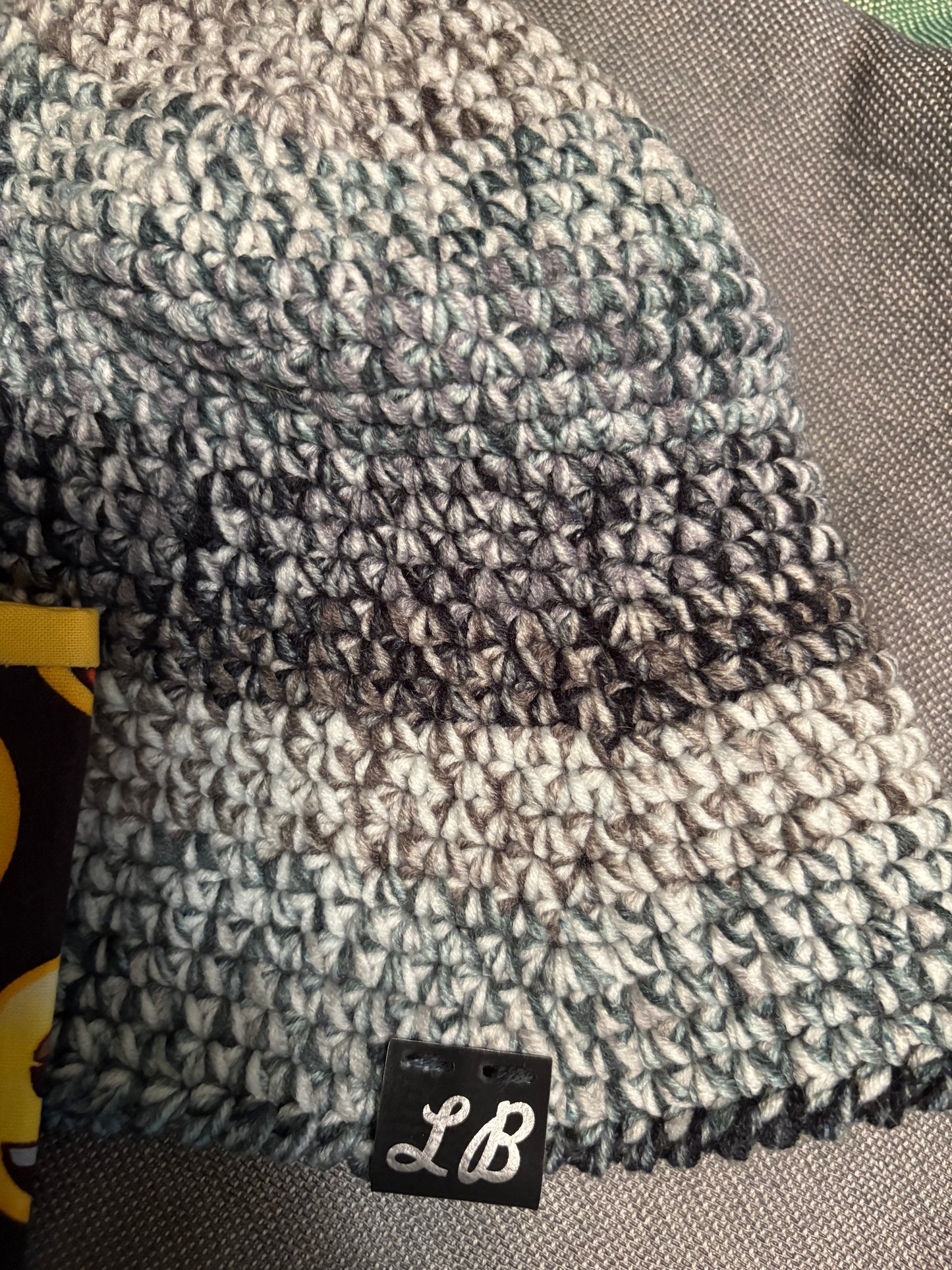 Grayish crocheted summer bucket hat