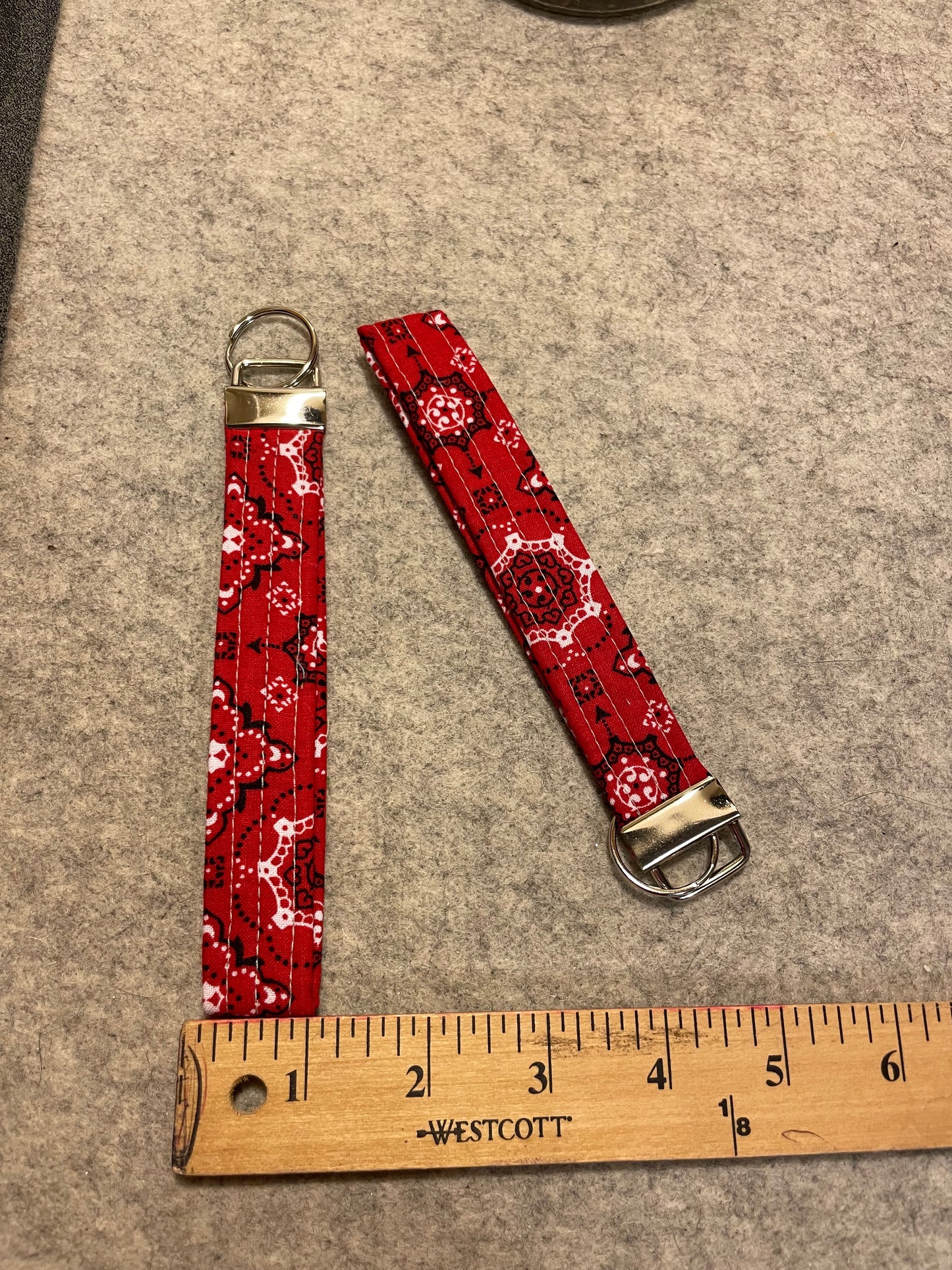 Red Bandana Wristlet Key Fob Keychain