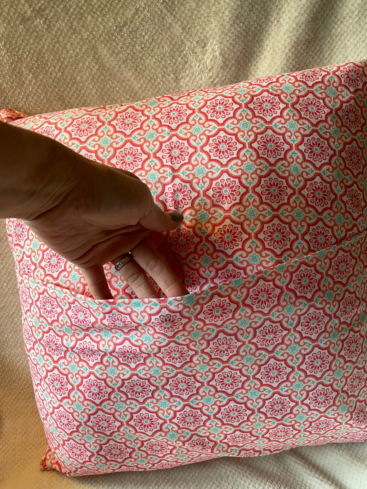 Pink Flower Pillow Cover