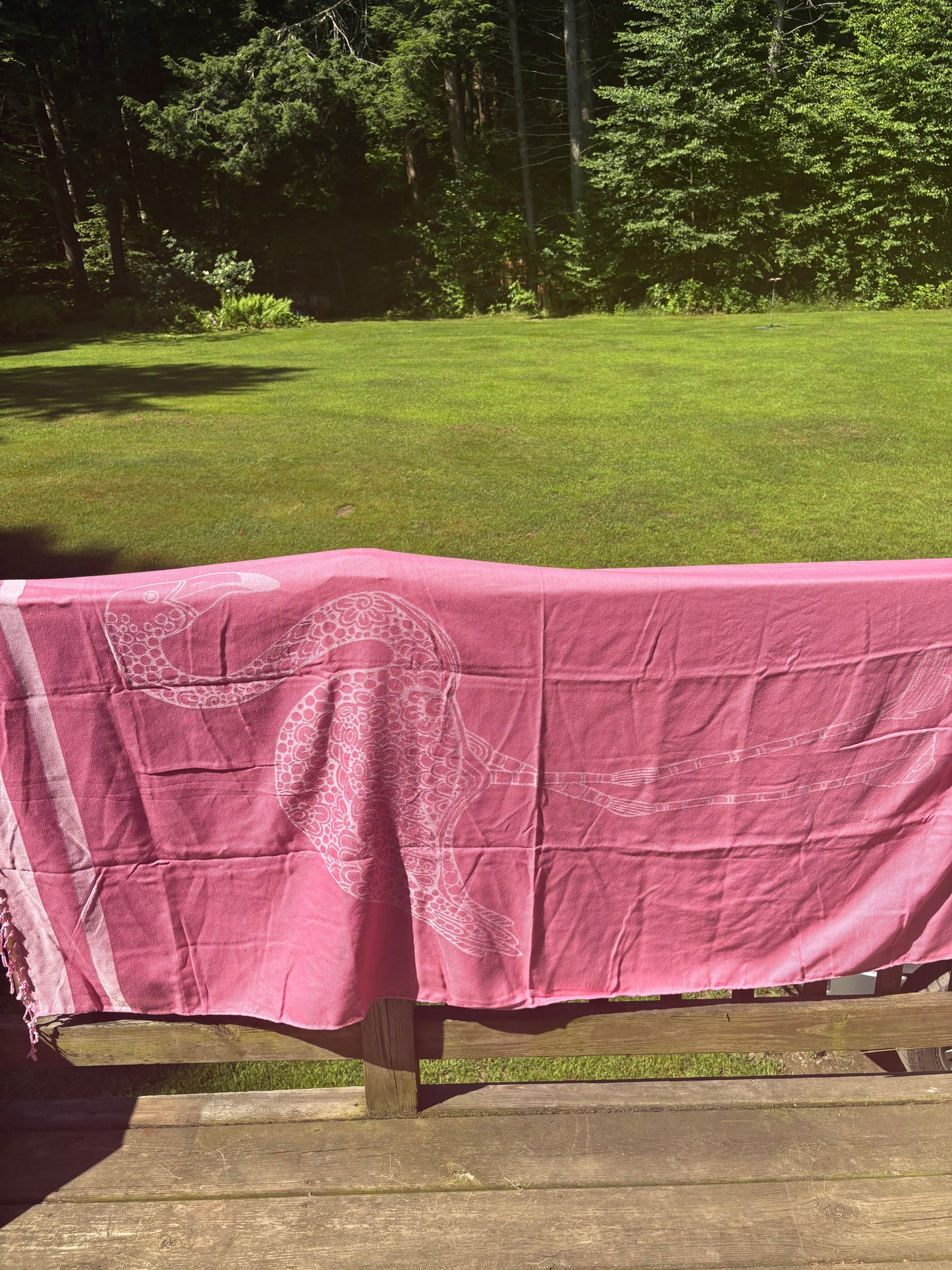 Pink flamingo beach towel
