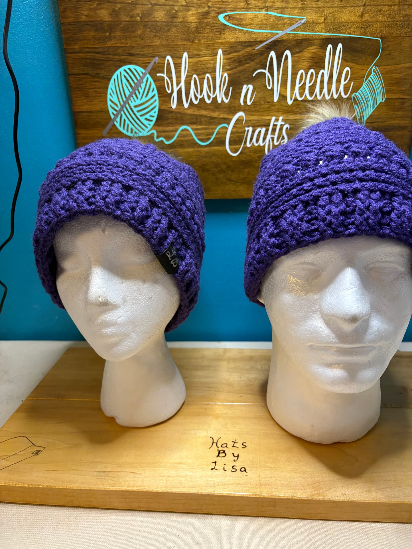 Winter Hat with Faux Fur Pom Pom