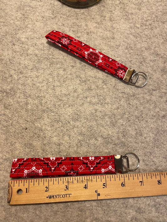 Red Bandana Wristlet Key Fob Keychain