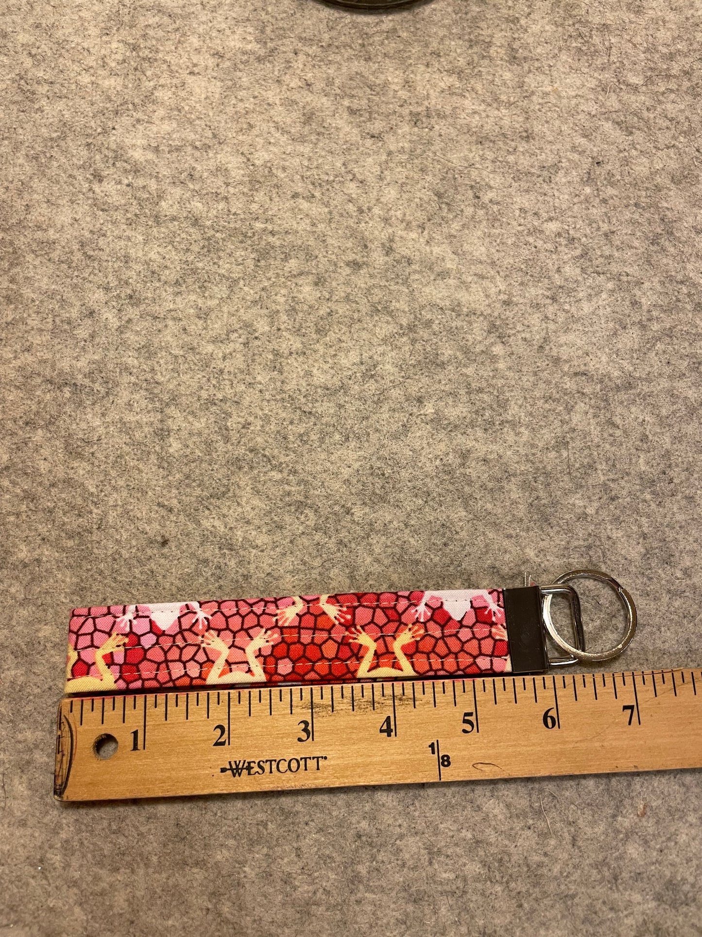 Pink w/Frogs Wristlet Key Fob Keychains