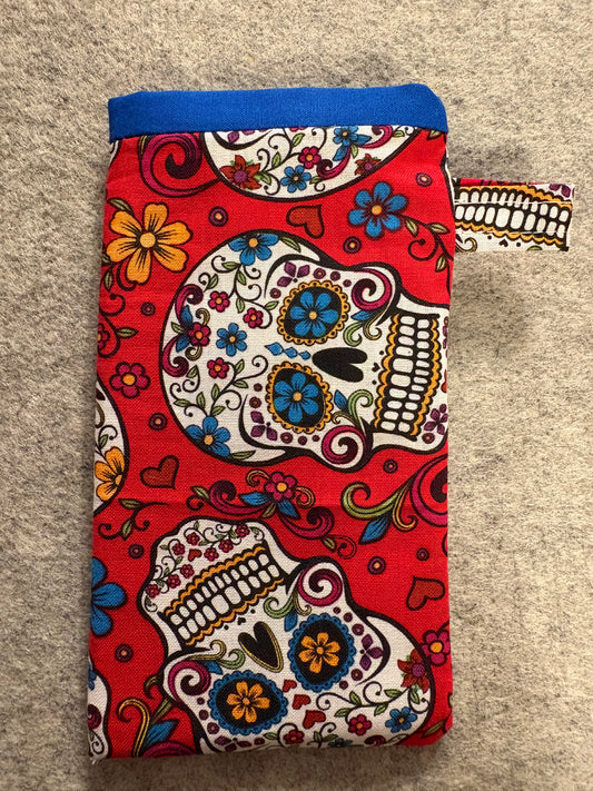 Red Flower skull eye glass case